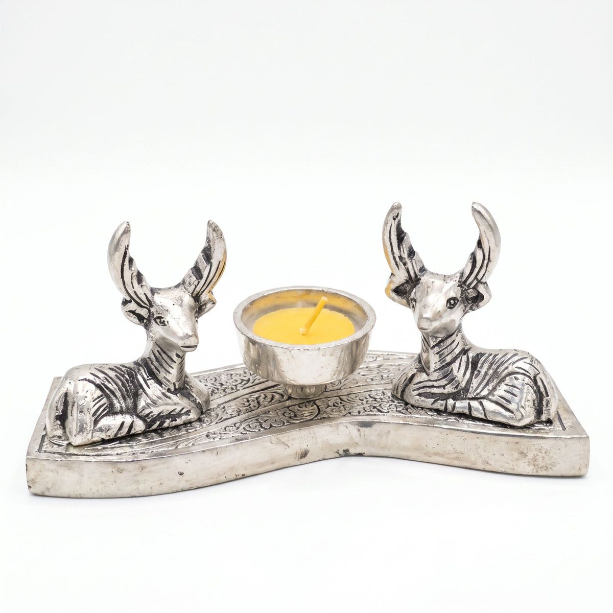 Deer Candle Holder — Silver Finish