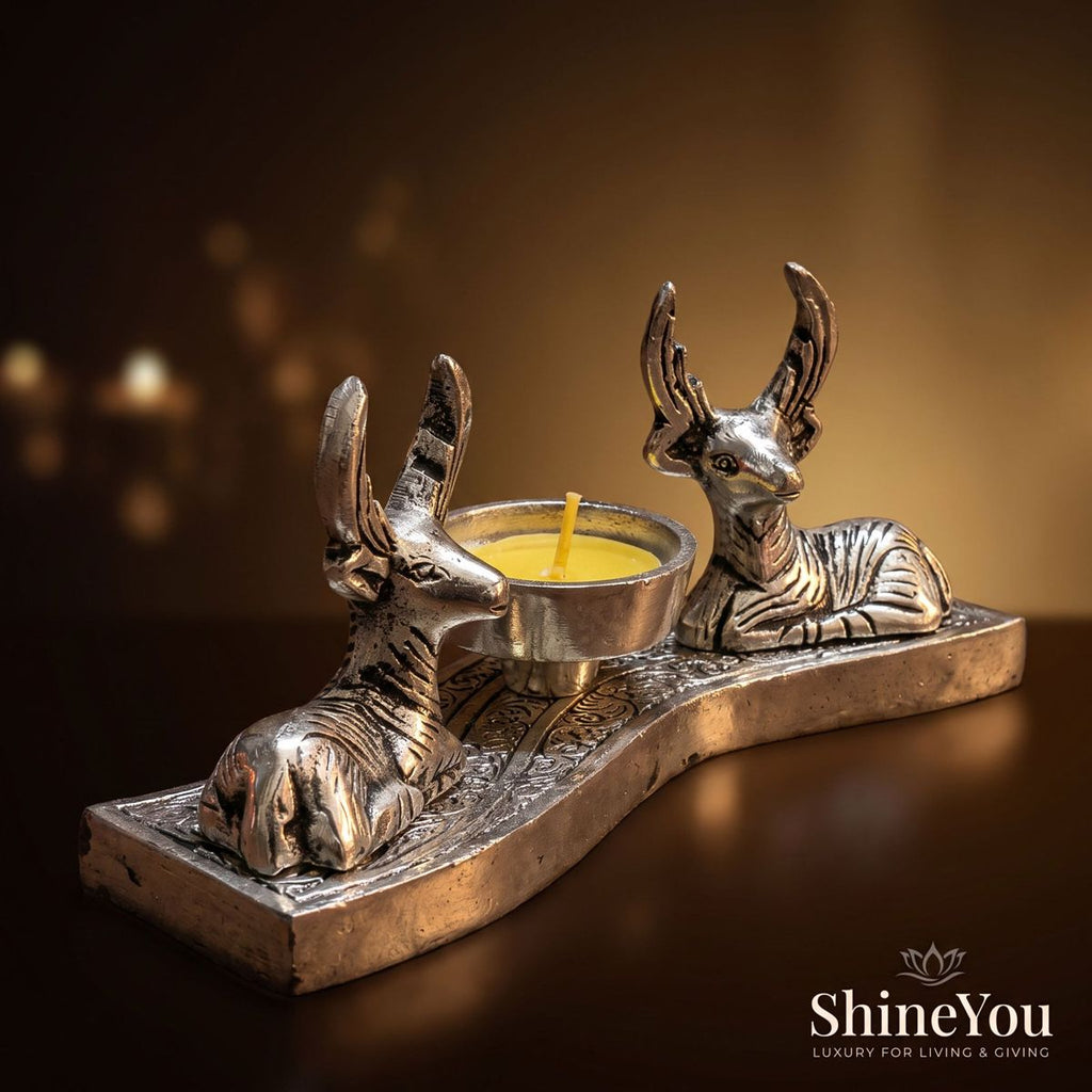 Deer Candle Holder — Silver Finish