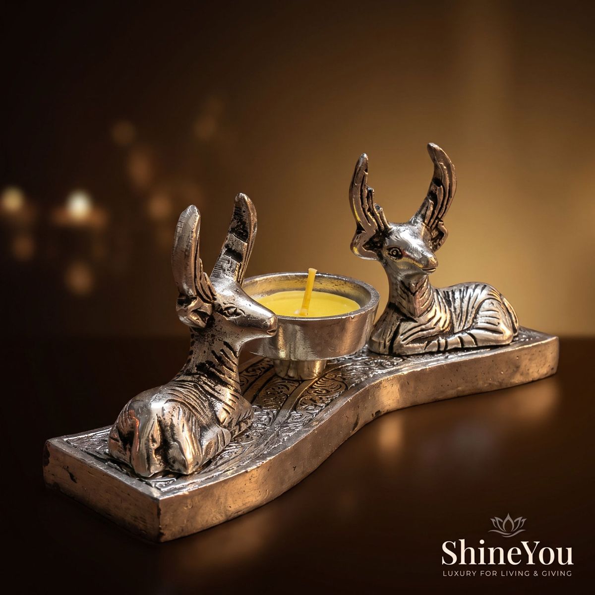 Deer Candle Holder — Silver Finish