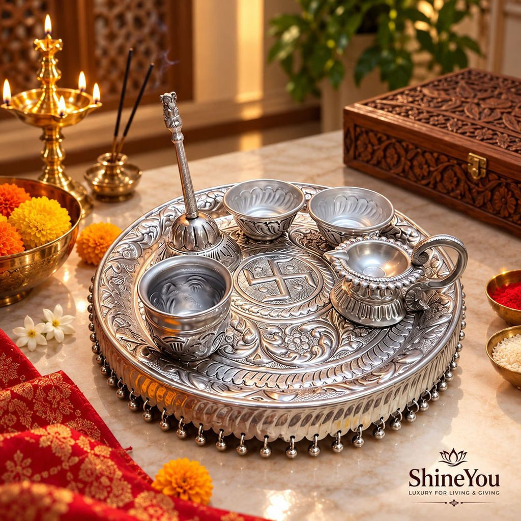 Pooja Thali Set — Silver Finish