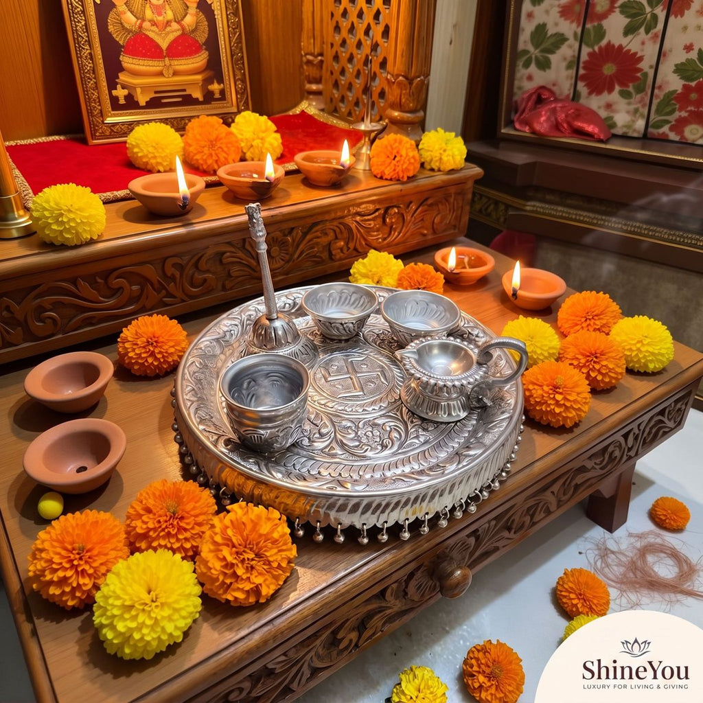 Pooja Thali Set — Silver Finish