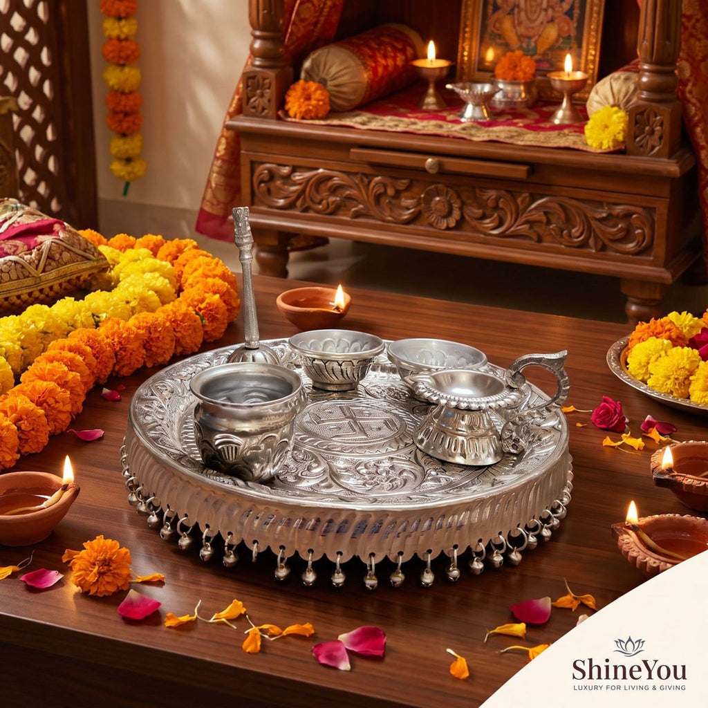 Pooja Thali Set — Silver Finish