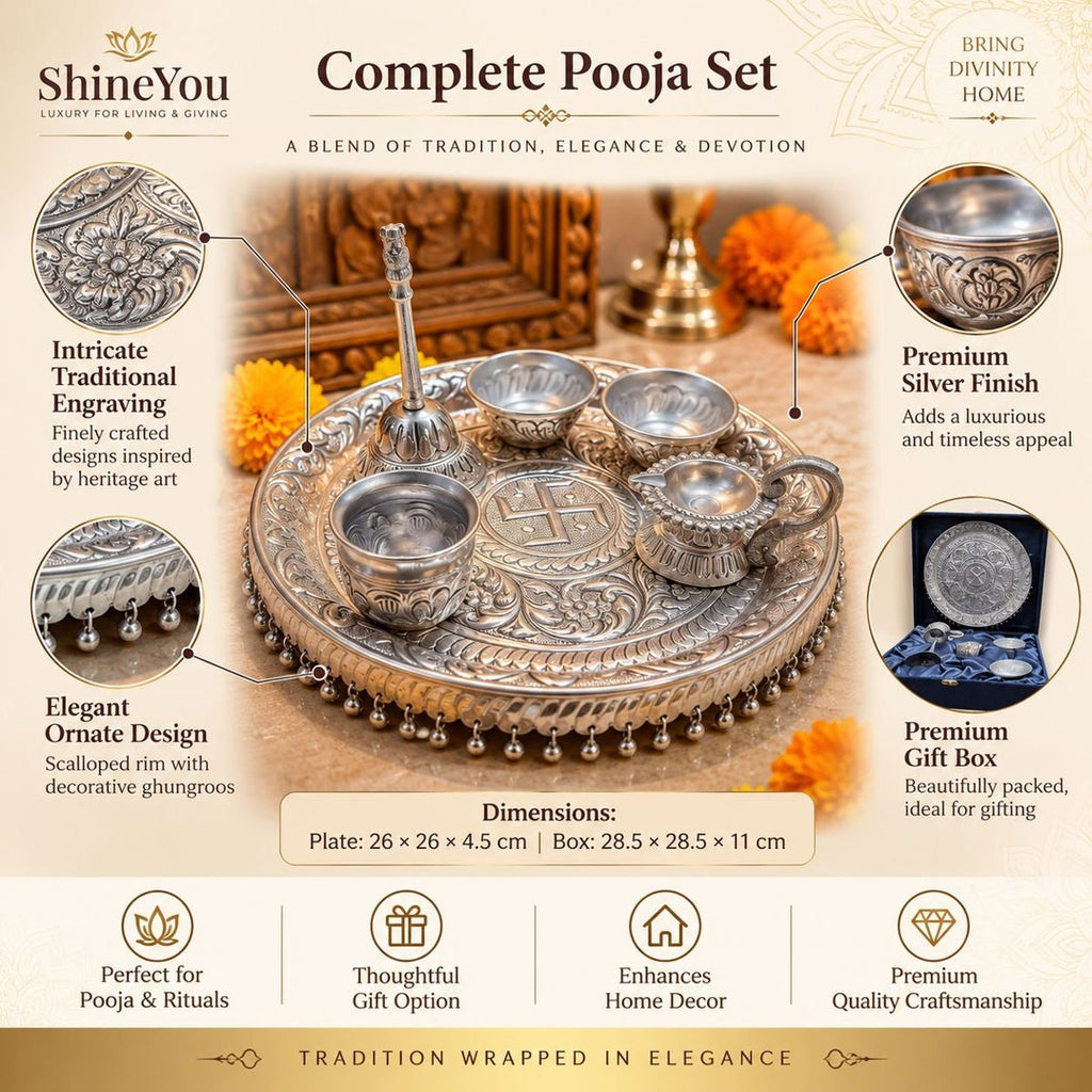 Pooja Thali Set — Silver Finish