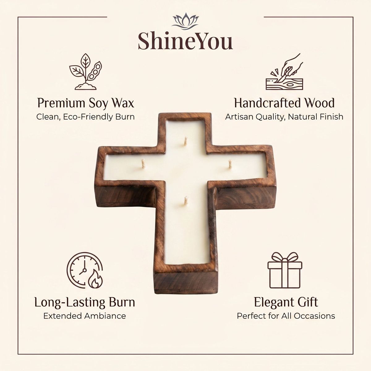 Handcrafted Wooden Cross Candle