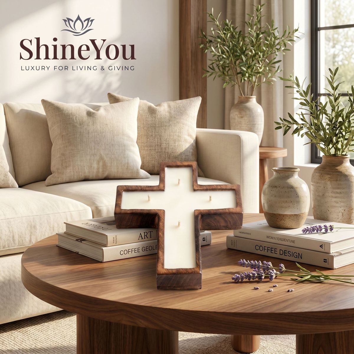 Handcrafted Wooden Cross Candle