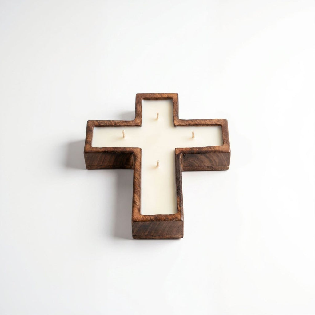 Handcrafted Wooden Cross Candle