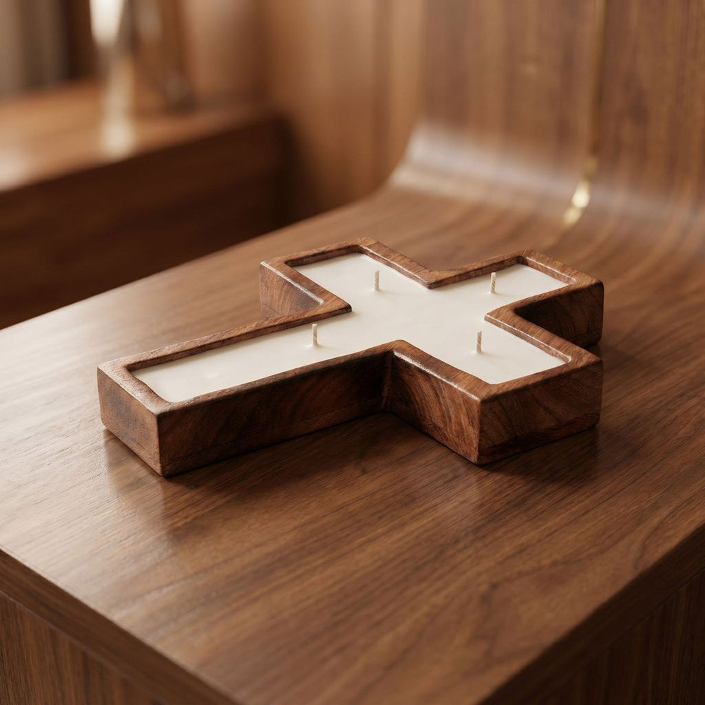 Handcrafted Wooden Cross Candle