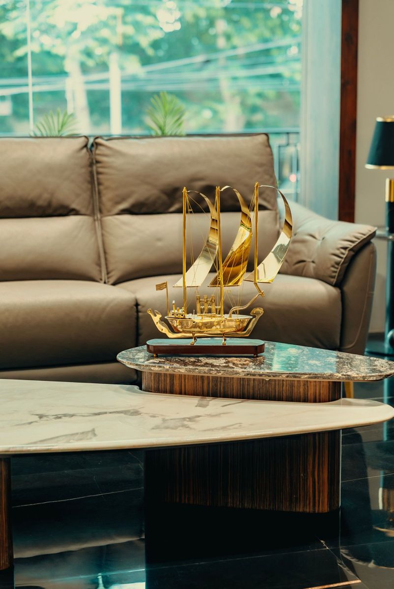 Golden Sailing Ship Showpiece