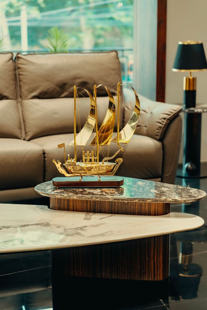 Golden Sailing Ship Showpiece