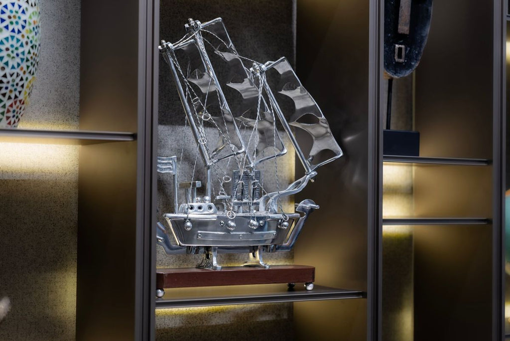 Silver Sailing Ship Showpiece