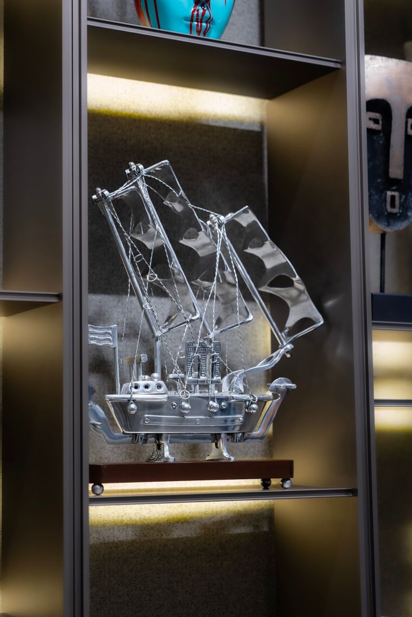Silver Sailing Ship Showpiece