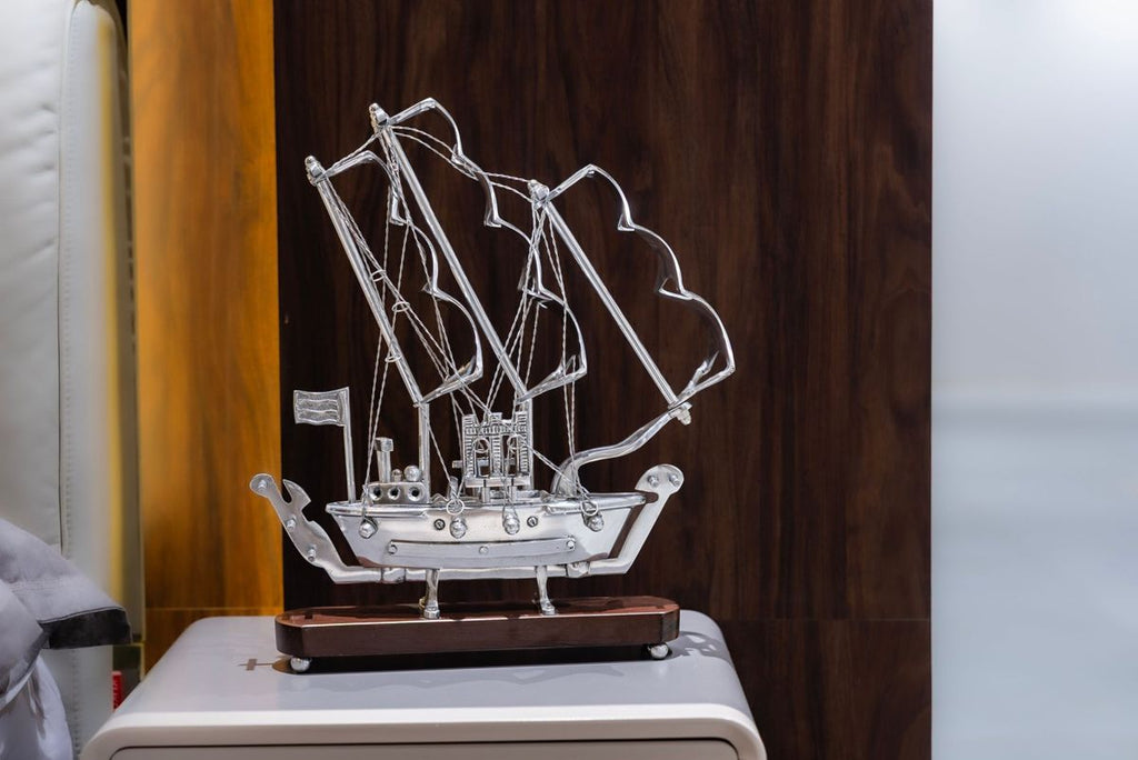 Silver Sailing Ship Showpiece