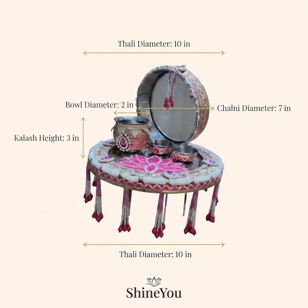 Karwa Chauth Pooja Set — Pink & Gold
