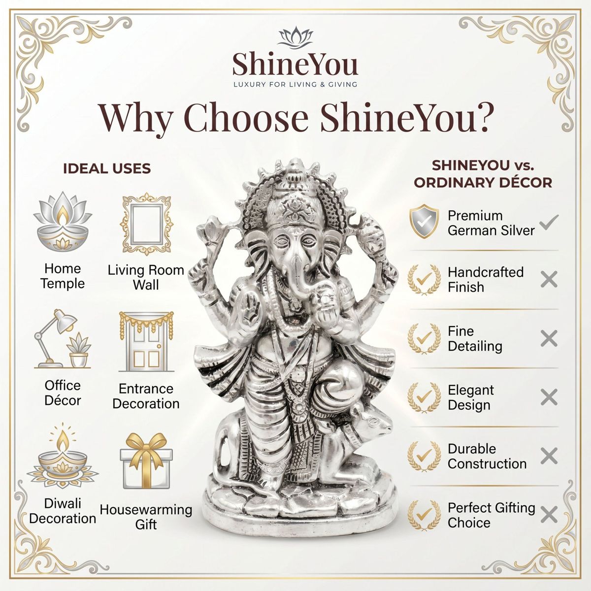 German Silver Ganesha Wall Hanging
