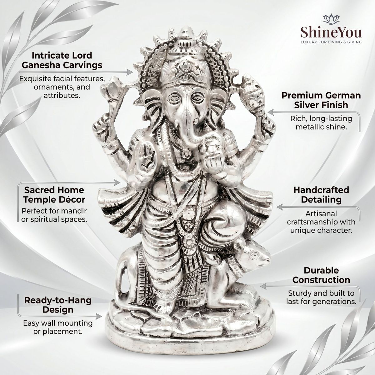 German Silver Ganesha Wall Hanging