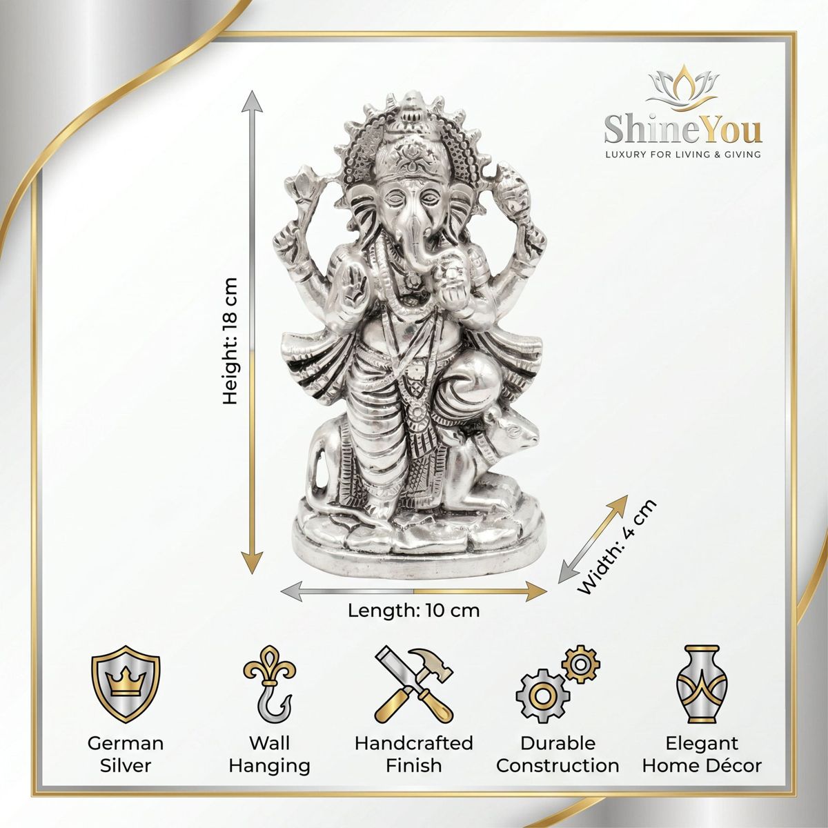 German Silver Ganesha Wall Hanging