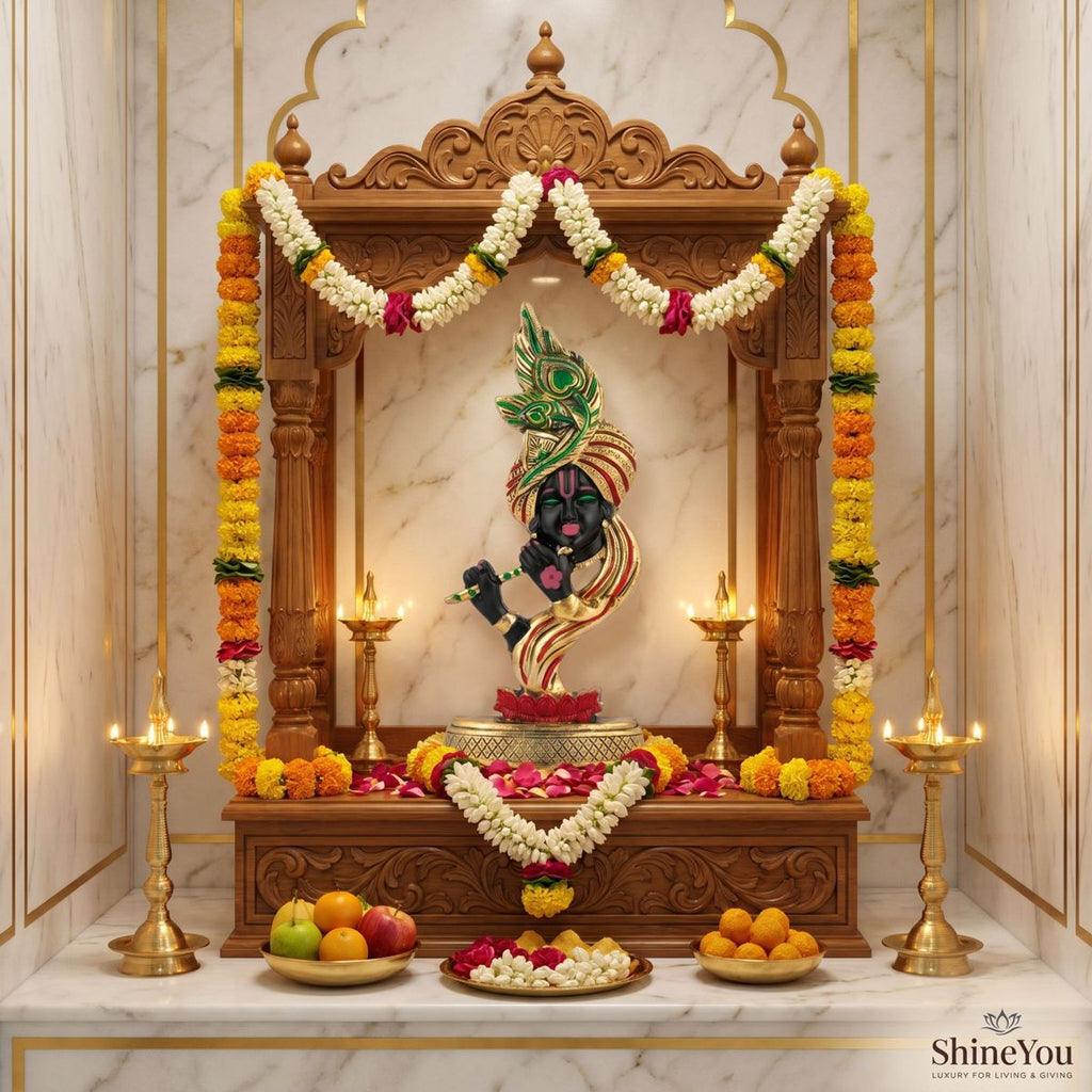 Hand-Painted Krishna Wall Décor — Aluminium