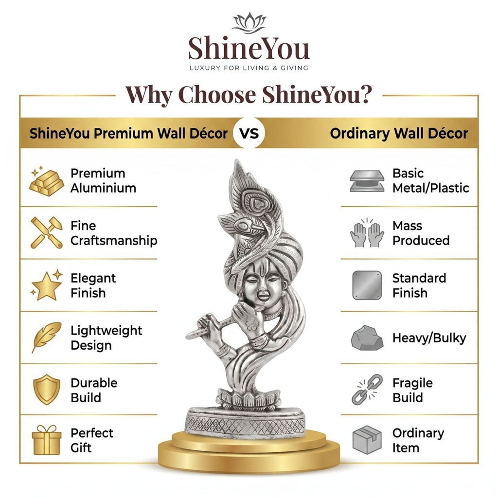 Krishna Wall Décor — Antique Silver Aluminium