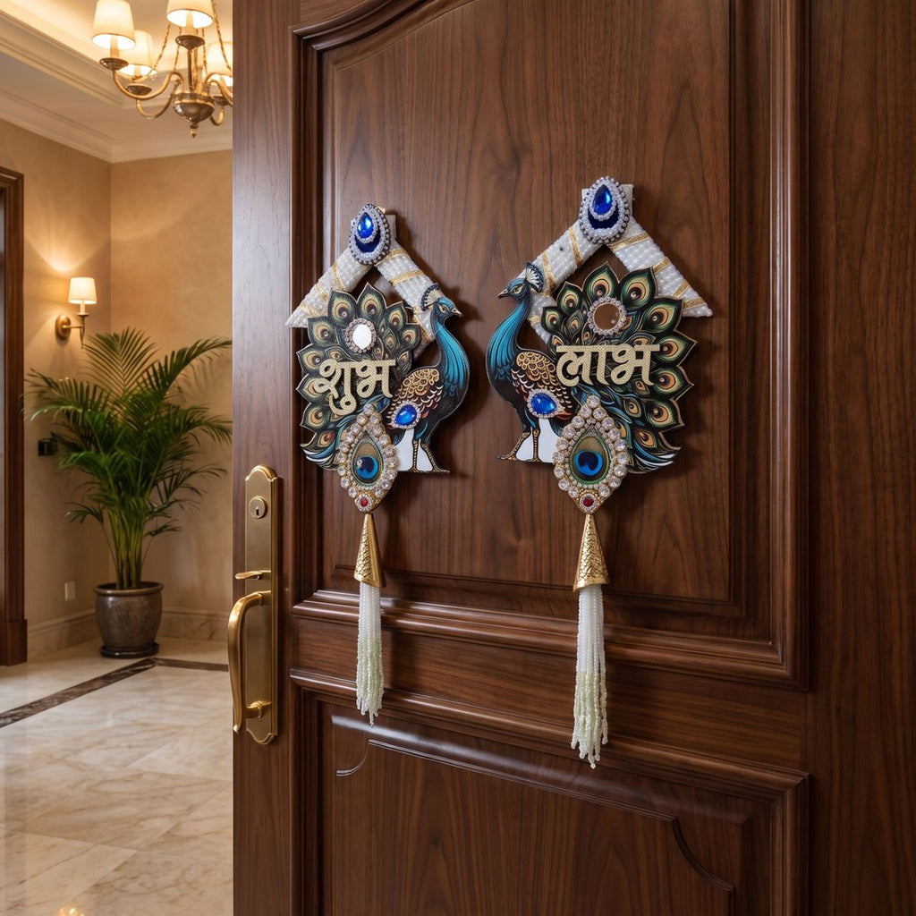 Peacock Shubh Labh Door Hanging Set