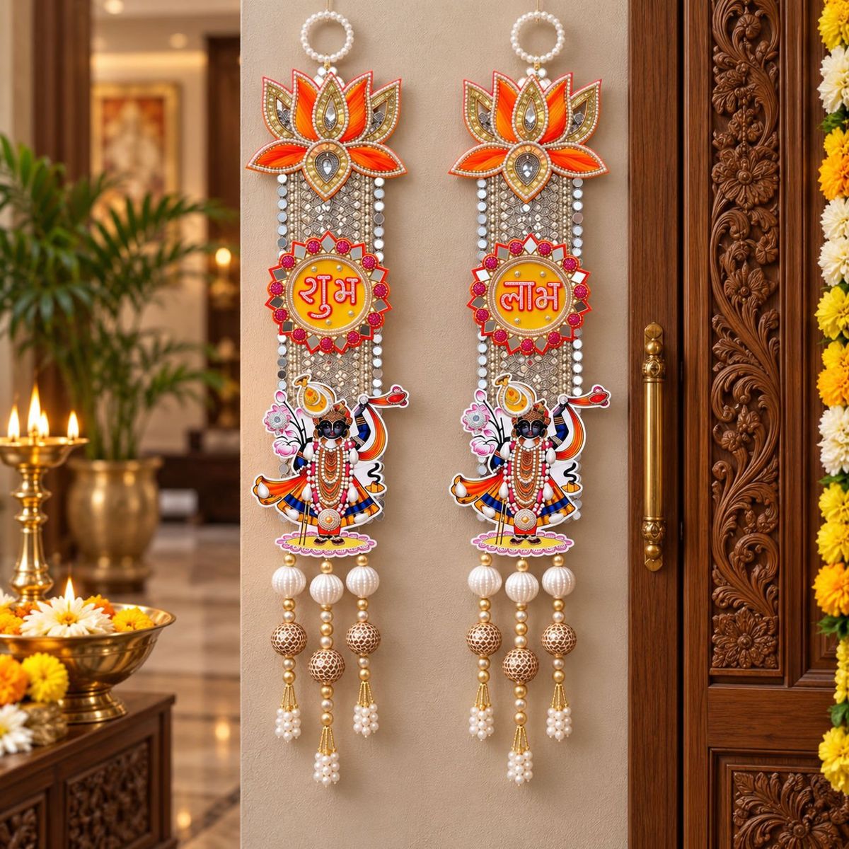 Krishna Shubh Labh Door Hanging Set