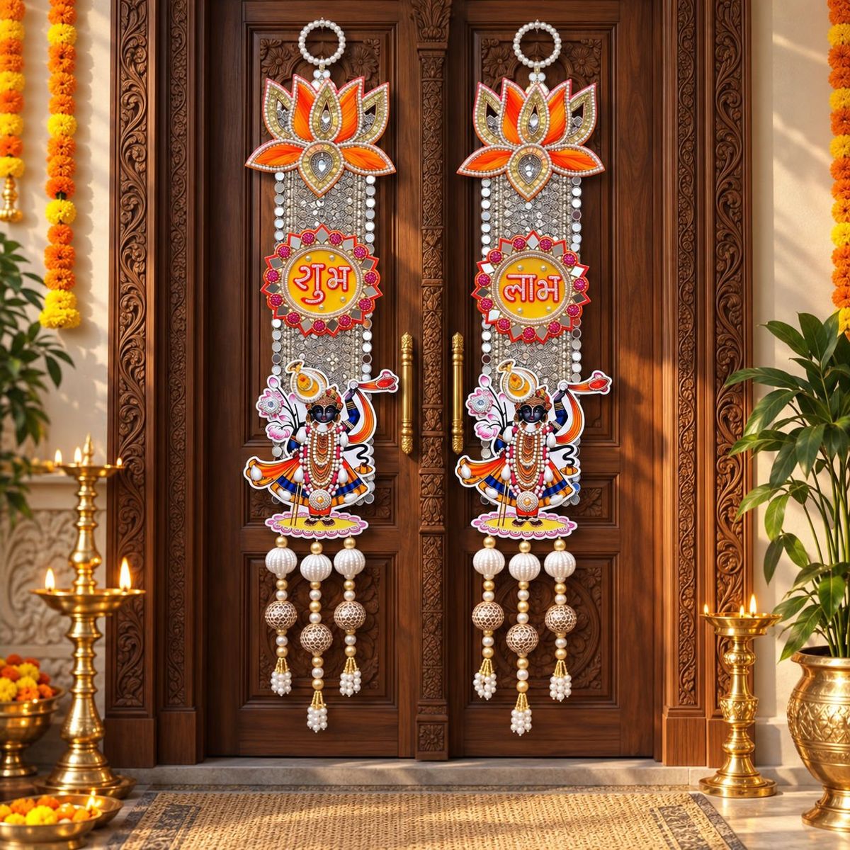 Krishna Shubh Labh Door Hanging Set