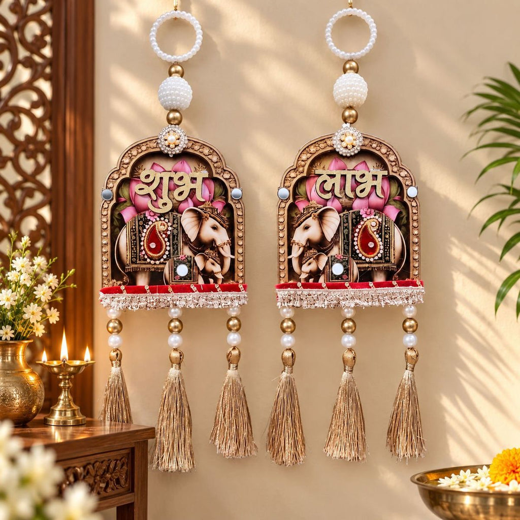 Elephant Shubh Labh Door Hanging Set — I
