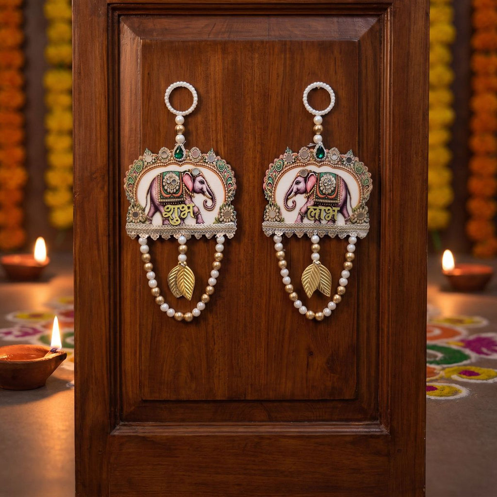 Elephant Shubh Labh Door Hanging Pair — II