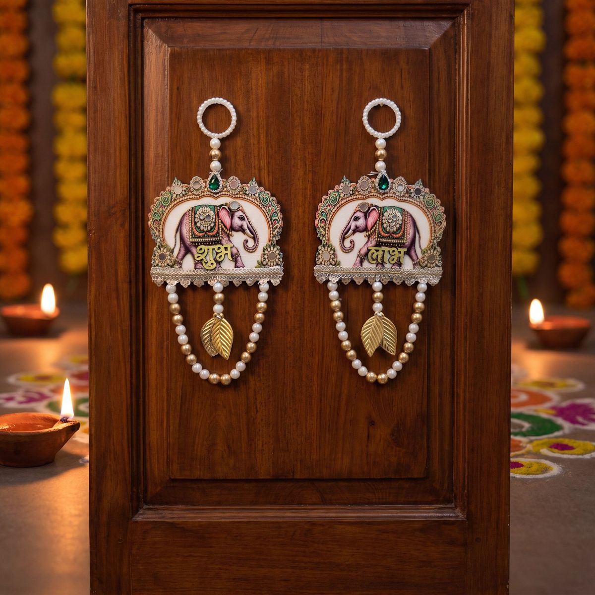 Elephant Shubh Labh Door Hanging Pair — II
