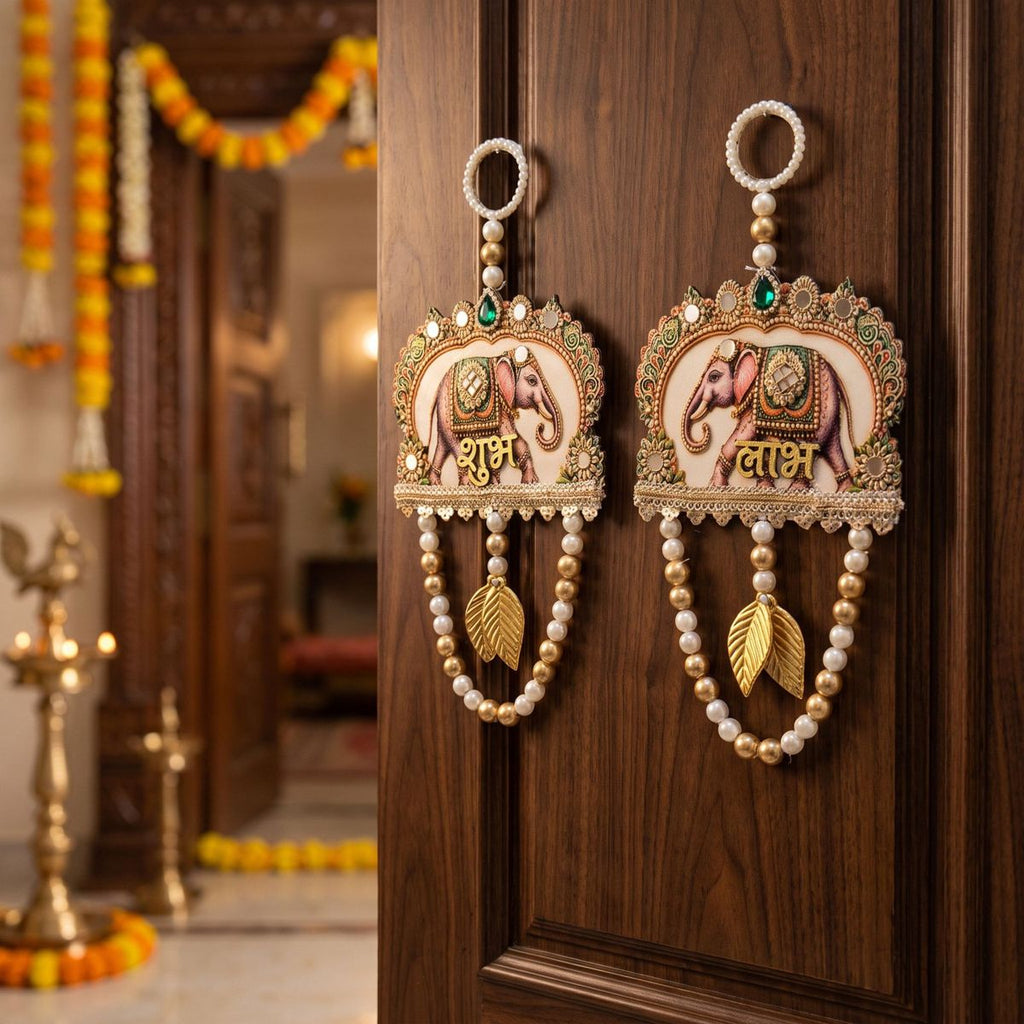 Elephant Shubh Labh Door Hanging Pair — II