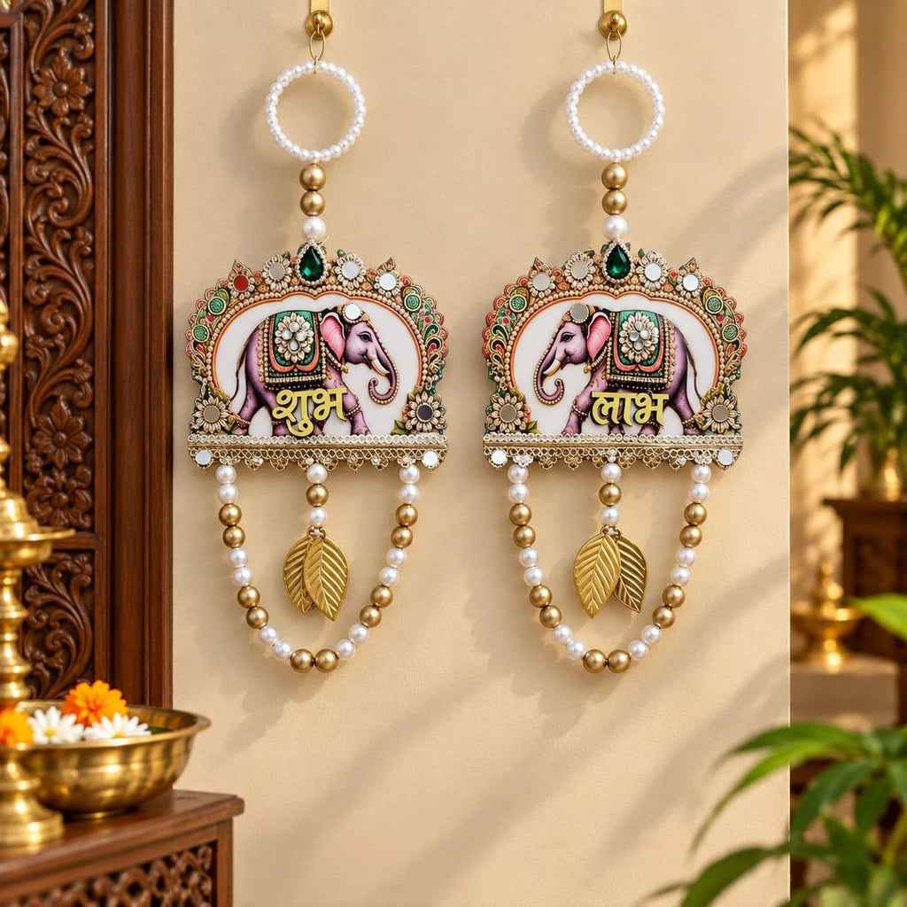 Elephant Shubh Labh Door Hanging Pair — II