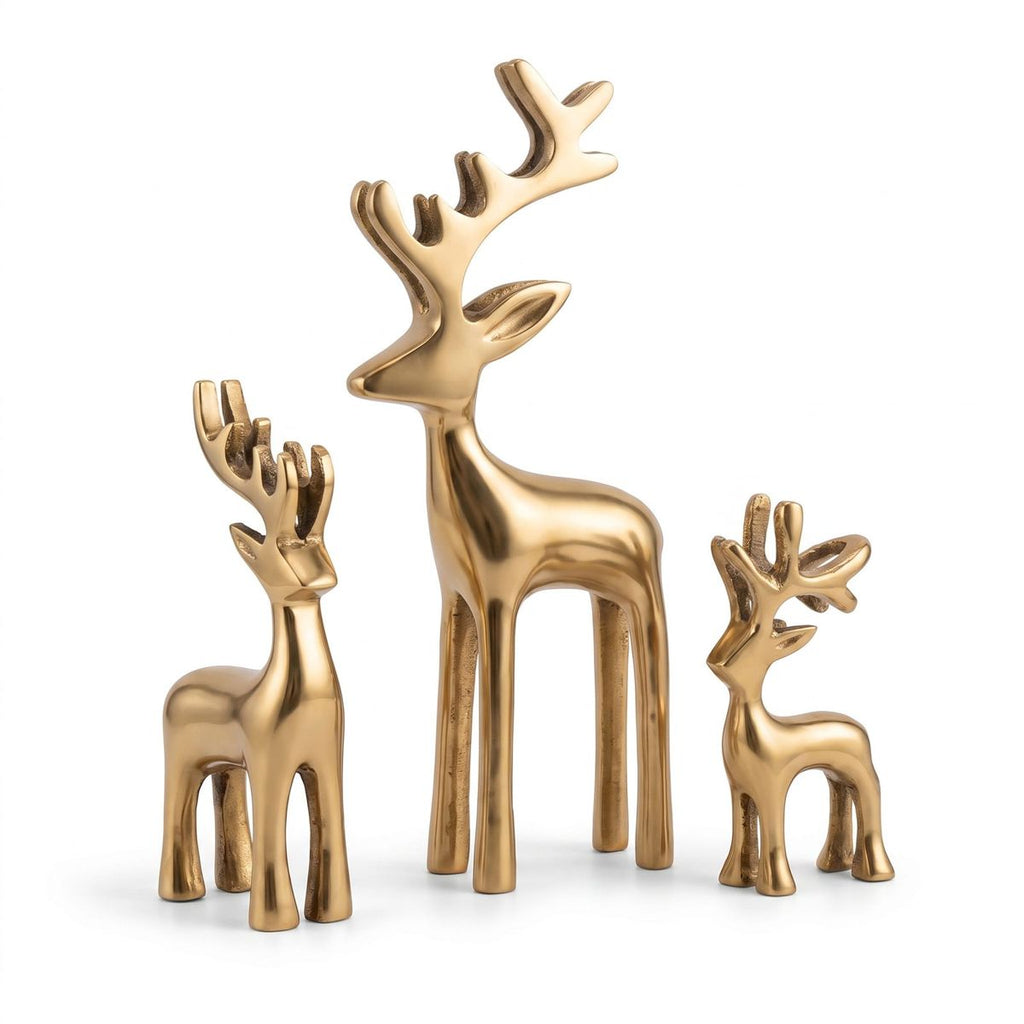 Golden Deer Figurines — Set of Three