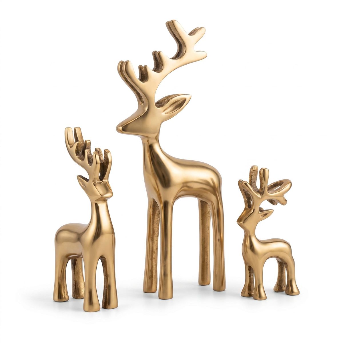 Golden Deer Figurines — Set of Three