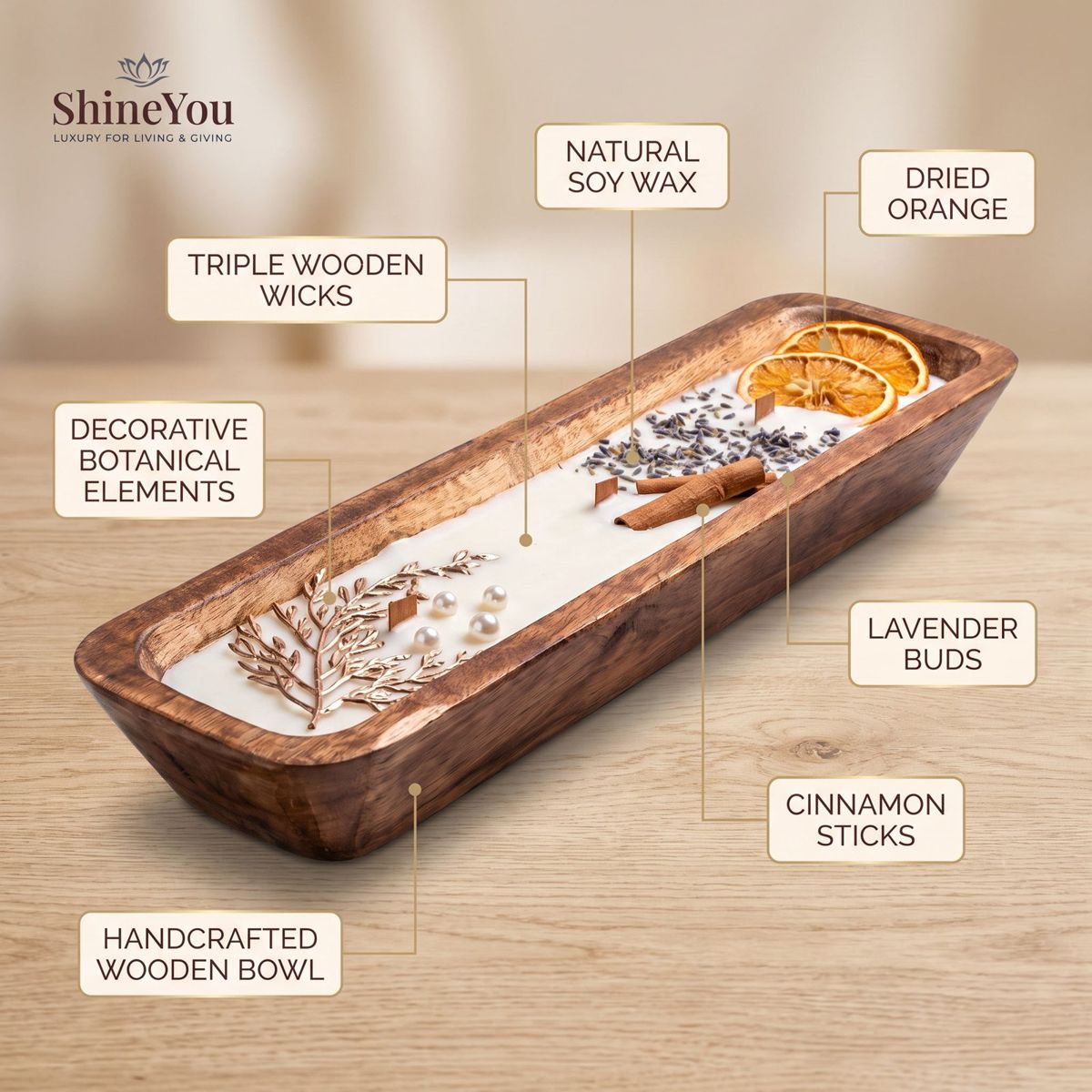 Wooden Bowl Candle — 515 ml