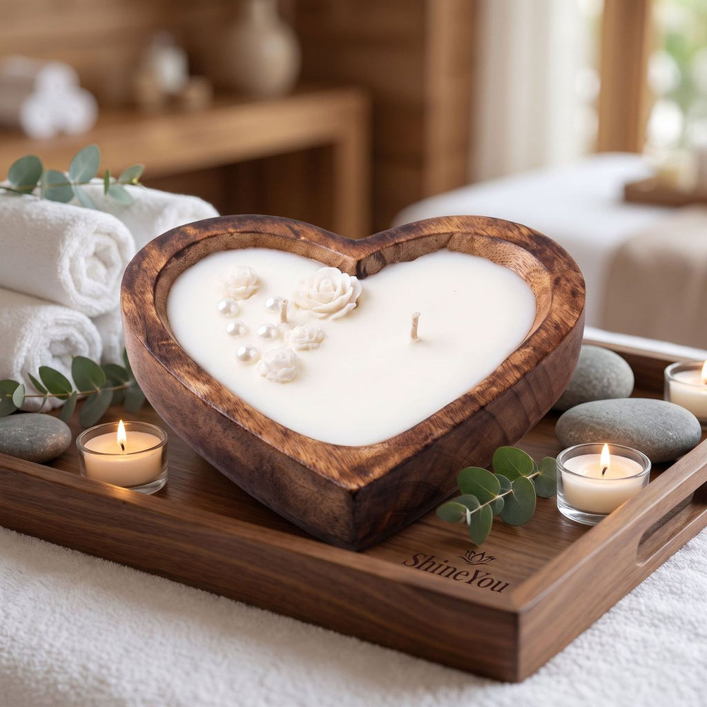 Heart-Shaped Wooden Candle — 132 ml