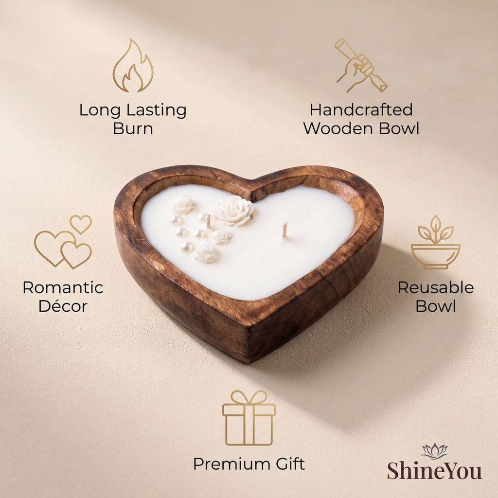 Heart-Shaped Wooden Candle — 132 ml