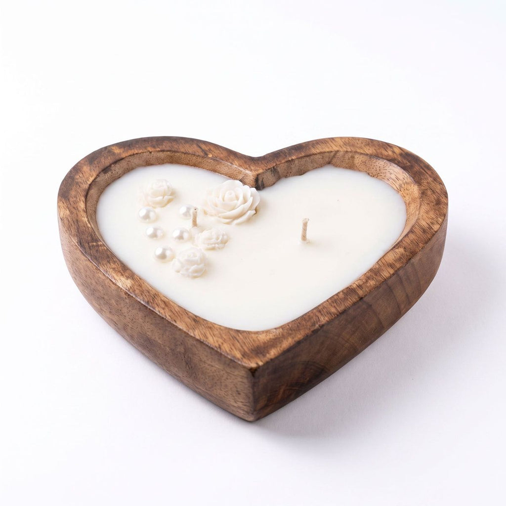 Heart-Shaped Wooden Candle — 132 ml