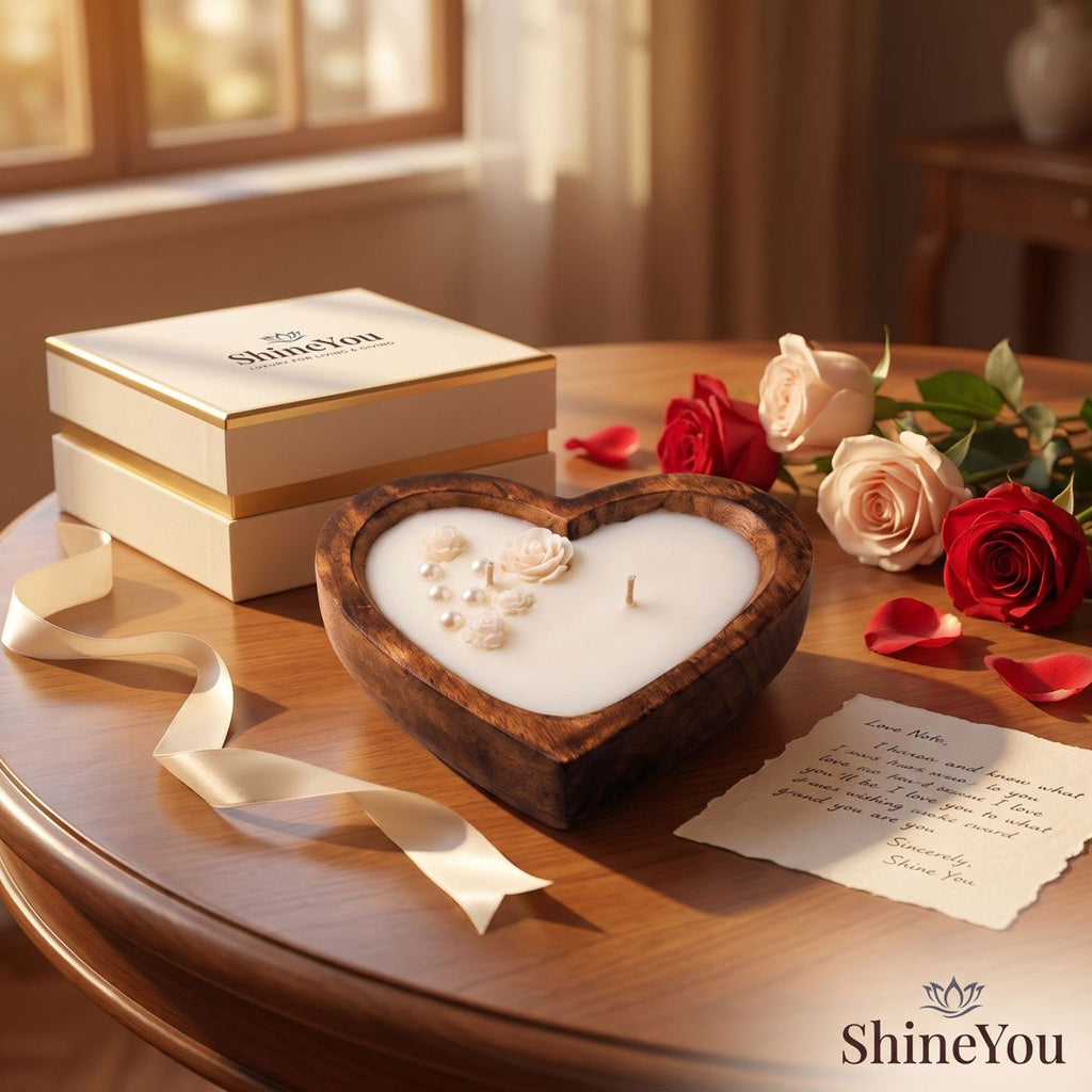 Heart-Shaped Wooden Candle — 132 ml