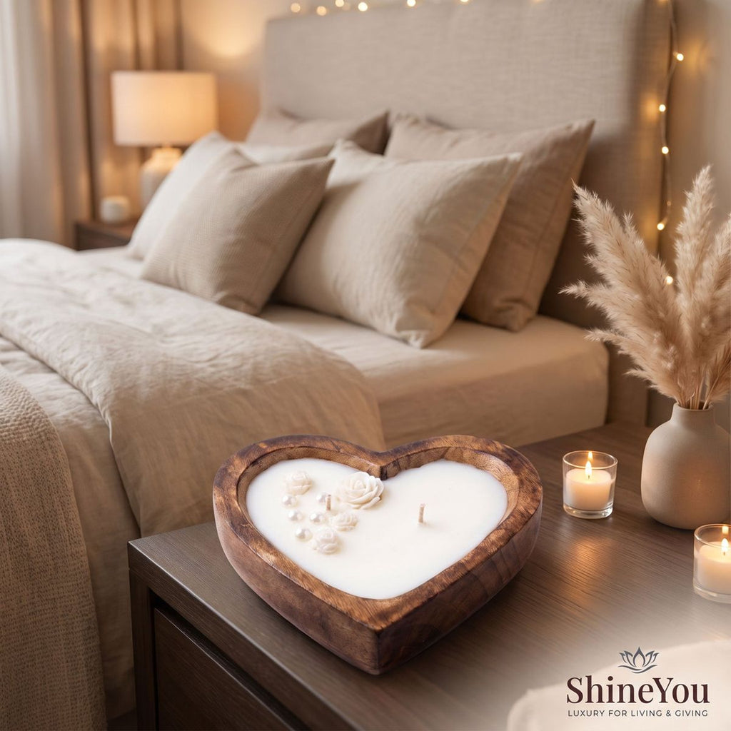 Heart-Shaped Wooden Candle — 132 ml