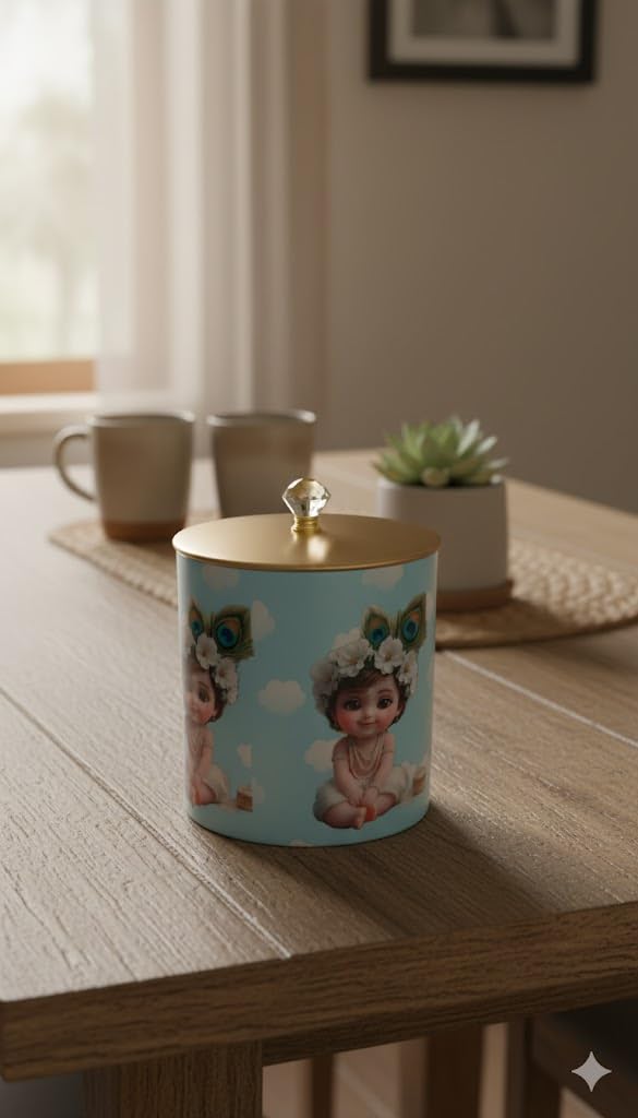 Divine Print Ceramic Storage Jar — Sky Blue, Edition 2