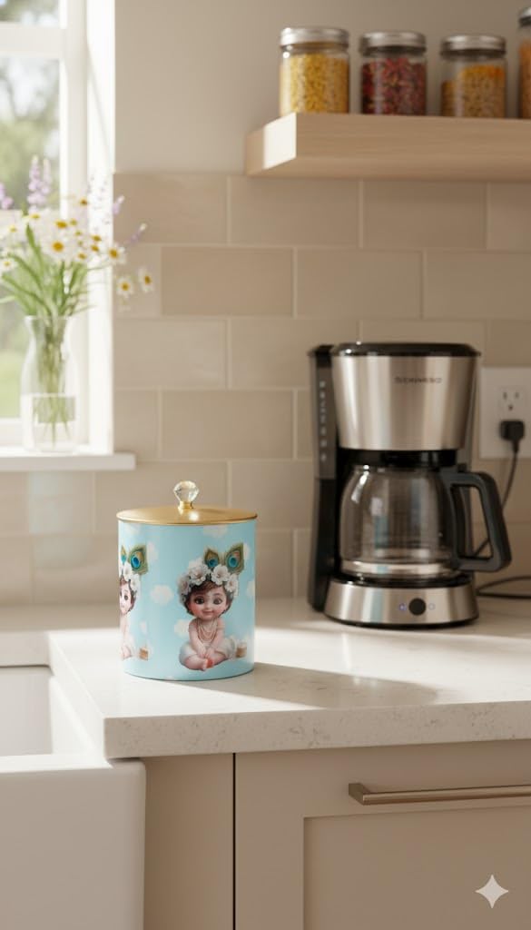 Divine Print Ceramic Storage Jar — Sky Blue, Edition 3
